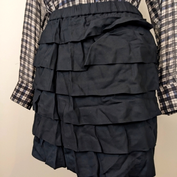 Michael Kors frilly cotton black mini skirt sz 0 - Picture 3 of 6